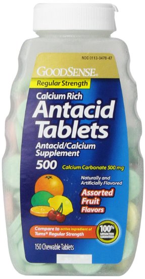 GoodSense Calcium Regular Strength Antacid Tablets, Assorted Fruit Flavored, 150 Count