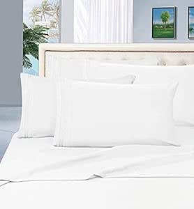 Elegant Comfort Luxury Wrinkle,Fade and Stain Resistant 1500 Thread Count Egyptian Quality 4-Piece Bed Sheet Set, Deep Pocket, King Size , White