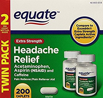 Equate - Headache Relief, Extra Strength, Acetaminophen, Aspirin and Caffeine, Coated Tablets, 200-Count