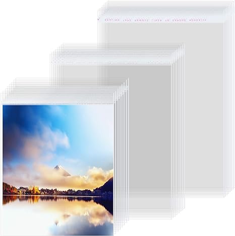 Zonon 3 Mil Thick Crystal Clear Sleeves No Acid Storage Bags Transparent Sealing Bag for Art Photo Prints Framing Mats Mattes, 5 x 7 Inch, 8 x 10 Inch, 11 x 14 Inch (240 Pieces)