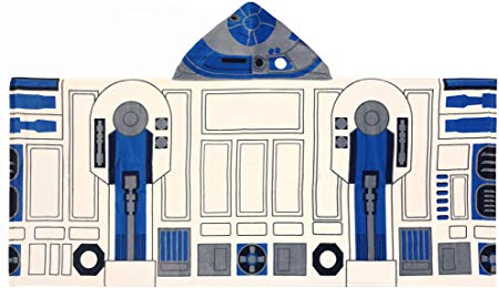 Jay Franco Star Wars Classic R2D2 Cotton Hooded Bath/Beach/Pool Towel, White/Blue