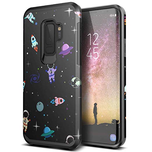 Galaxy S9 Plus case - SmartLegend Slim Heavy Duty Protective Armor Hybrid Dual Layer Shockproof Case for Samsung Galaxy S9 Plus 6.2 inch-Black Space