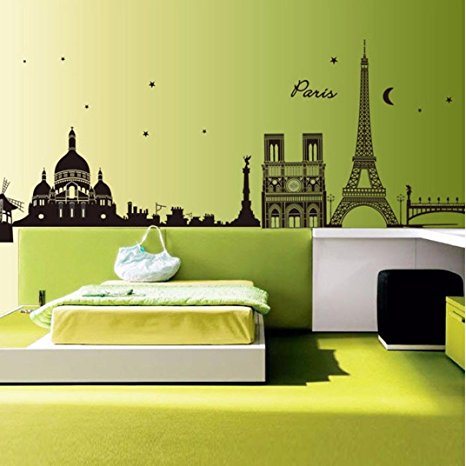 Ussore 1PC Eiffel Tower Removable Decor Environmentally Mural Wall Stickers Decal Wallpaper For Kids Home living room bedroom bathroom kitchen Office