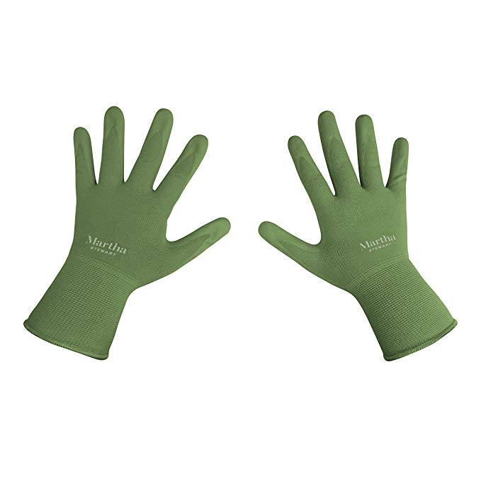 Martha Stewart Nitrile Coated All-Purpose Garden Gloves w/Non-Slip Grip, Small, Bay Leaf Green