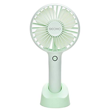 Mini Handheld Fan, SEOYO Personal Portable USB Rechargeable Battery Powered Fan with Base, 2500mAh Battery，4 Modes for Home, Office, Bedroom and outdoor (Green)
