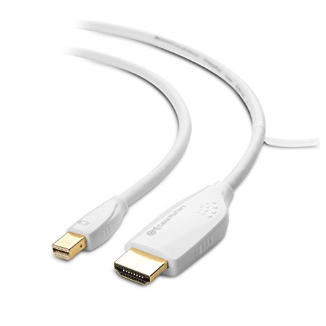 Cable Matters Gold Plated Premium Mini DisplayPort | Thunderbolt to HDMI Male to Male Cable in White 10 ft