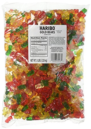 Haribo Original Gold-Bears Gummi Candy, 5-Pound Bag of Delicious Bears!  Ships to You  in Either Clear Packaging or the New Gold Updated Packaging.  The Same Delicious Gummi Bears in Either Packaging!