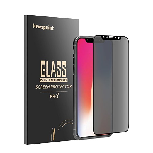 iPhone X Privacy Screen Protector, Newspoint Premium Privacy Anti-Spy Tempered Glass Screen Protector, [Bubble-Free] [Case-Friendly] Screen Protector for Apple iPhone X – Black