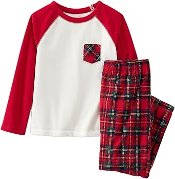 Lands' End Unisex-Child Long Sleeve Pocket Fleece Pajama Set