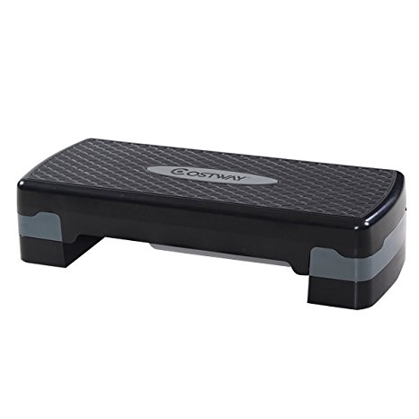 Costway 27" Fitness Platform Aerobic Stepper with Risers-Adjustable from 4" to 6" Exercise Stepper Home Gym