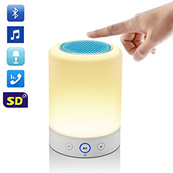 LEDMO Bluetooth Speaker, LED Wireless Bluetooth Speaker with Smart Touch Lamp, Muisc Player/ Hands-free/ Bluetooth Speaker/ phone/ TF Card Supported, 4W Night Light for Kids - Blue
