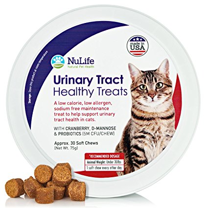 Cat Urinary Tract Health Treats, Kidney & Bladder Support For Felines, Prevents Painful UTI’s, No More Antibiotics or Leaking, With Cranberry, D-Mannose & Probiotics, 30 Cheese Flavored Treats