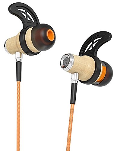 Symphonized NRG 2.0 Bluetooth Wireless Wood In-ear Noise-isolating Headphones | Earbuds | Earphones with Mic & Volume Control (Orange)