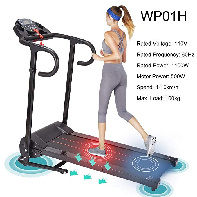 OUTAD Folding Treadmill, Electric Treadmill with LED Display Mini Silent Home Motorized Running Machine Gym Exercise Fitness