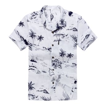 Men's Hawaiian Shirt Aloha Shirt White Map
