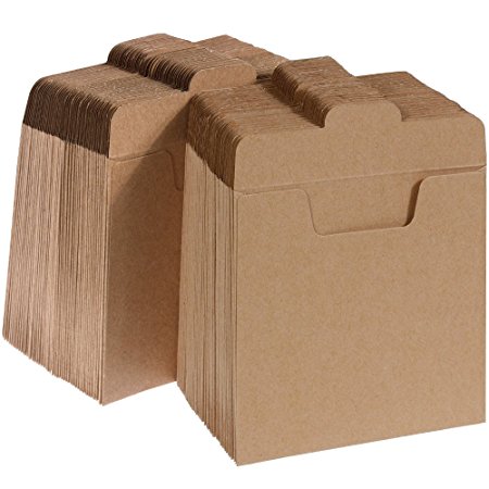 Vastar 100 Packs CD Sleeves Kraft Paper DVD Envelopes, CD Paper Cardboard, Kraft Paper Sleeves