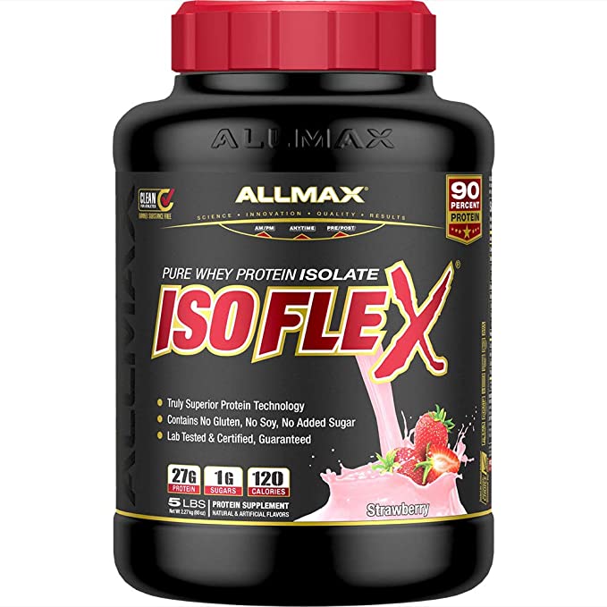 ALLMAX Nutrition - ISOFLEX - 100% Ultra-Pure Whey Protein Isolate - Strawberry - 5 Pound