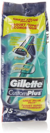 Gillette CustomPlus Pivot Mens Disposable Razors 15 Count