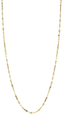 14K Solid Gold 2.0MM Diamond Cut Mirror Chain Necklace -Choose Your Color - Unisex Sizes 16"-30"