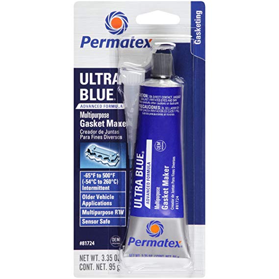 Permatex 81724 Sensor-Safe Ultra Blue RTV Silicone Gasket Maker, 3.35 oz. Tube