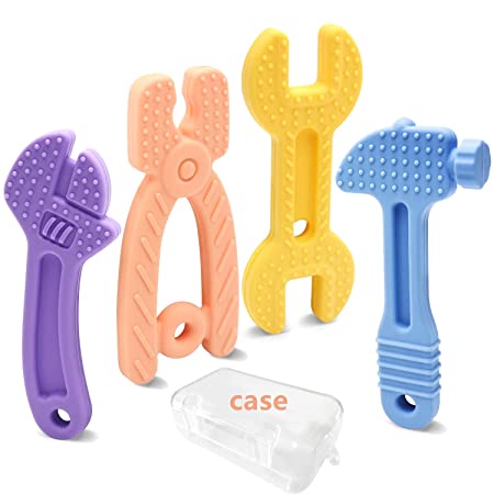 Teething Toys for Babies 0-6 Months, Baby Teething Toys for Babies 6-12 Months, Baby Teethers for Babies 12-18 Months, Silicone Baby Chew Toys, Hammer Wrench Spanner Pliers for Baby Boys