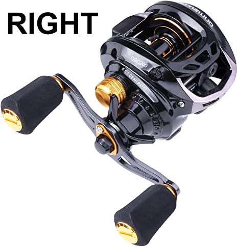 PLUSINNO Elite Hunter Baitcasting Fishing Reel Ultra Smooth 11LB Carbon Fiber Drag, 6.5:1 Gear Ratio,5  1 Shielded Ball Bearings, Rubber Handle Knobs