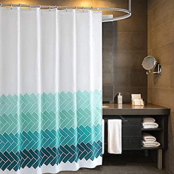 Topsky Fabric Shower Curtain, 72" x 72" Bathroom Curtains with 12 C Shape Hooks, Waterproof and Mildew Resistant Machine Washable Decorative Bath Curtain with Heavy Duty Hem, Rust-Resistant Grommet Holes  (Blue)