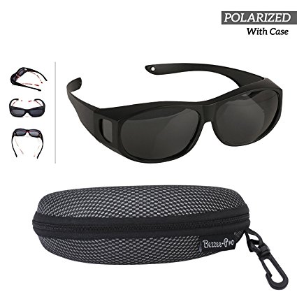 Polarized Wear Over Sunglasses - Cover For Regular Eye Glasses and Prescription Glasses To Reduce Glare - Lightweight - Comfortable - Men and Women Adult Size - Best For Bike Riding & Driving