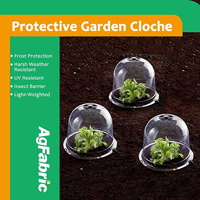 Mr. Garden Plastic Protective Garden Cloche, Plant Bell Cover, Plant Protector Cover for Season Extention with Ground Securing Pegs, 5Pack, Dia13"xH11.8"