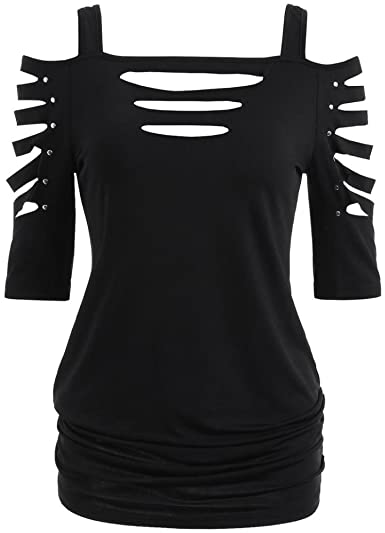 Paymenow Off Shoulder Tops for Women, 2018 Sexy Cut Out Short Sleeve Solid T Shirts Casual Summer Shirts Blouse