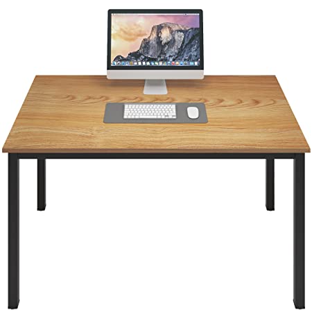 DlandHome 47 inches Medium Computer Desk, Composite Wood Board, Decent and Steady Home Office Desk/Workstation/Table, BS1-120TB Teak and Black Legs, 1 Pack
