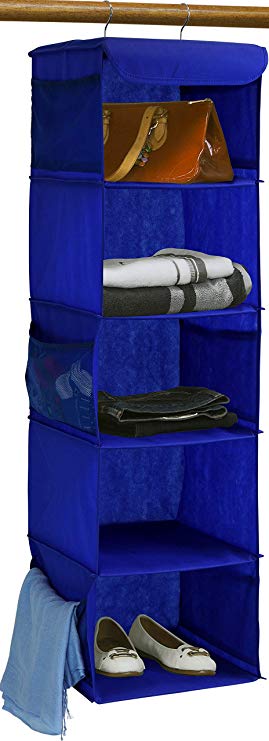 Simple Houseware 5 Shelves Hanging Closet Organizer, Dark Blue