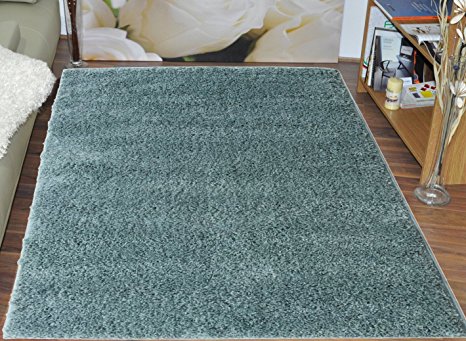 NEW Shag Collection Teal Blue Color Solid Shag Rug (3'3"X4'7") Thick Shaggy Area Rug Rectangle Shape Super Special Unbeatable Price