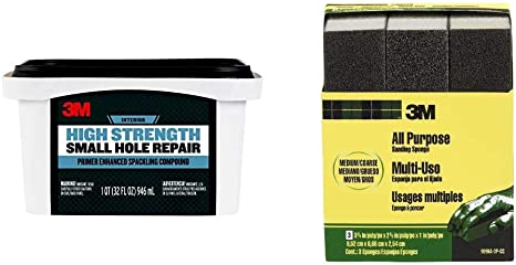 3M High Strength Small Hole Repair, 32 oz. and 3M SandBlaster Advanced Sanding Sanding Sponge, 100-Grit