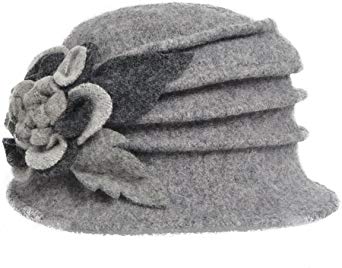 Women's Wool Dress Church Cloche Hat Bucket Winter Floral Hat