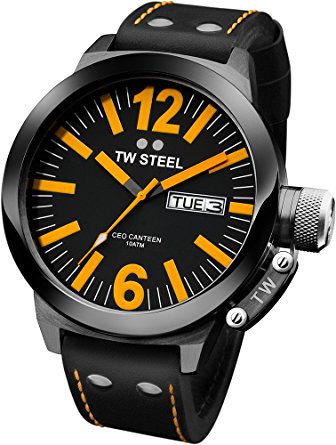 TW Steel Men's CE1027 CEO Canteen Black Leather Dial Watch