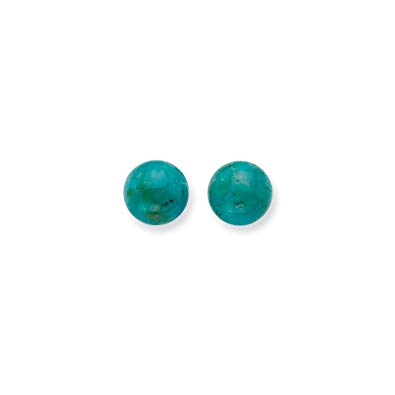8-8.5mm Button Turquoise Sterling Silver Stud Earrings