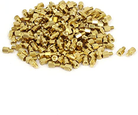 uxcell M3 x 5mm 4mm Male to Female Thread Brass Hex Hexagonal Standoff Spacers 200PCS