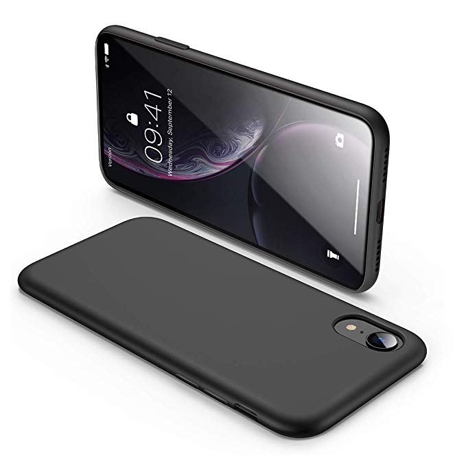 Compatible iPhone XR Phone Case, Liquid Sillicone Case for iPhone 10r, Gel Rubber Full Body Protection Shockproof Cover Compatible iPhone XR 6.1 inch 2018 (Black)