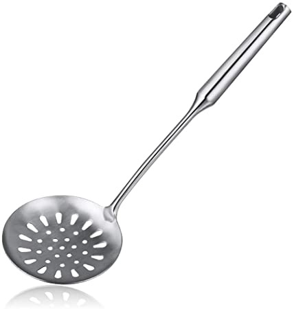 Swify Slotted Spoon Skimmer Spoon, Stainless Steel Skimmer Strainer Ladle With Handle, Asian Wok Skimmer for Kitchen Cooking Deep Fryer, Draining & Frying, 15 inch