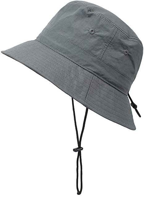Women Bucket Sun Hat with Chin-Strap Quick Dry Sun Rain Protection Hat