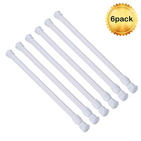 AIZESI 6PCS Tension Rods,23.5 to 43 Spring Curtain Rods Window Rods for Kitchen Window Bathroom (60-110CM)