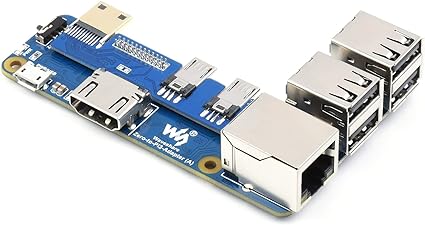 waveshare Pi Zero to Raspberry Pi 3 Model B/B  Adapter, Onboard 4-CH USB Interface, 100M Ethernet Port and HDMI Port, Alternative for Raspberry Pi 3B/B , Support Pi Zero and Zero 2W