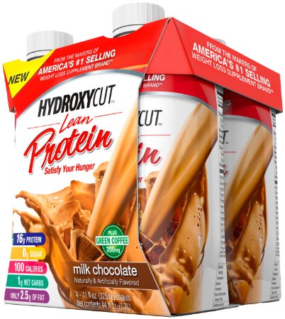 Hydroxycut Lean Protein Shake, Milk Chocolate,11 fl oz bottles, 4 Count