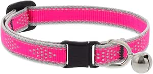 Lupine Reflective Cat Safety Collar with Bell 1/2" wide Pink Diamond Adjusts 8" to 12"