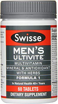Swisse Men's Ultivite Tablets, Men's Daily Multivitamin, 60 Tablets, Premium Formula of Vitamins, Minerals, Antioxidants and Herbs for Men's Health, for Men 18 and Older*