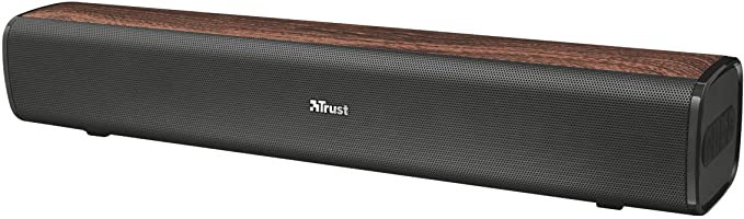 Trust Vigor Wireless Soundbar Bluetooth Speaker for Computer, Laptop, TV, Tablet and Smartphone, 30W - Black/Brown