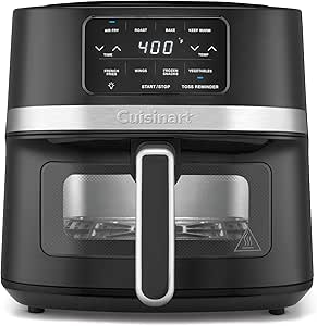 Cuisinart Air Fryer Oven – 4.5-Qt Basket Black and Stainless Steel Air Fryer – Dishwasher-Safe Parts with 4 Presets – Roast, Bake, Broil, Air Fry and Keep Warm – Quick & Easy Meals – AIR-160