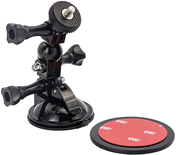 EXSHOW Camera Suction Cup Mount with 360 Degree Rotation for GoPro Hero 7 6 5 4 3  3 2 1 and All Camera with 1/4 Screw Adapter such as Canon,Nikon,Sony,Panasonic,Kodak and More