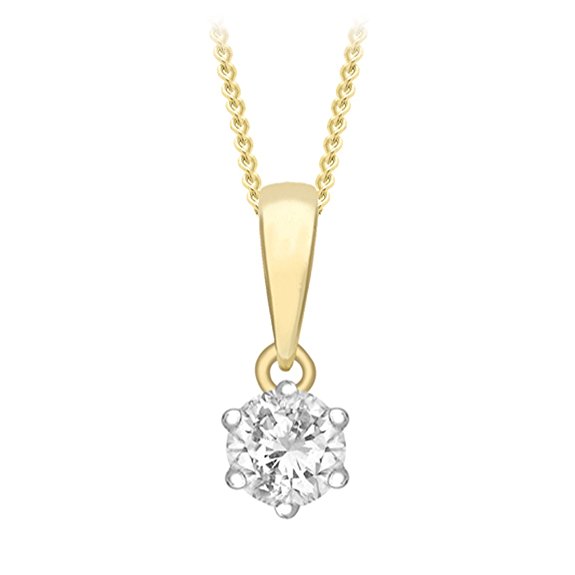 Carissima Gold 9ct Yellow Gold 0.10ct Diamond Solitaire Pendant on Chain Necklace of 46cm/18"